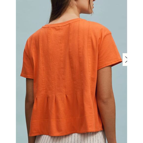 Pilcro Coral Short Sleeve Pleated Cotton Knit T-Shirt Top Size 1X Pleated Swing - Picture 7 of 7
